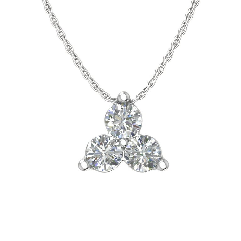 0.30 Carat 3-Stone Diamond Pendant Necklace in 10k White Gold
