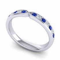 0.30 Carat Beautiful Round Cut Natural Diamond Blue Sapphire Gemstone Bridal Eternity Band for Women Solid 14K White Gold Size 7 by Diamond-Capitals