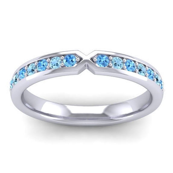 0.30 Carat Beautiful Round Shape Blue Topaz & Aquamarine Gemstone Wedding Eternity Band for Women Solid 18K White Gold Size 11.5 by Diamond-Capitals