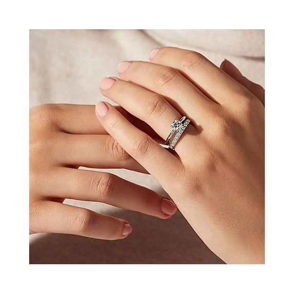 0.30 Carat Brilliant Round Cut Natural Diamond Beautiful Eternity Band for Engagement Solid 18K White Gold Size 9