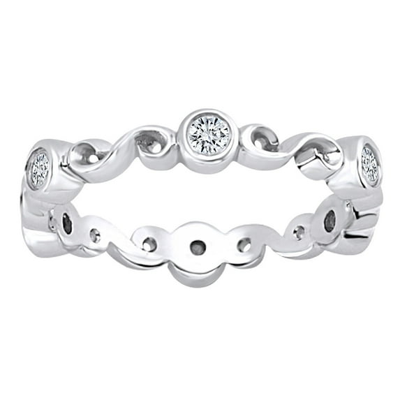 AFFY 0.30 Carat (Cttw) Round Shape White Natural Diamond Eternity Wedding Band Ring In 14k Solid White Gold Ring Size-7.5