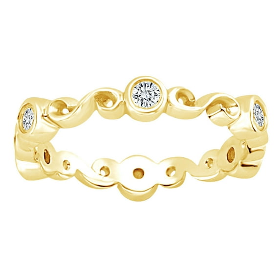AFFY 0.30 Carat (Cttw) Round Shape White Natural Diamond Eternity Wedding Band Ring In 14k Solid Yellow Gold Ring Size-5.5
