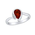thumbnail image 1 of AFFY 0.30 Carat (Ctw) Simulated Garnet & White Natural Diamond Accent Bypass Engagement Ring In 10k Solid White Gold Ring Size-6.5, 1 of 1