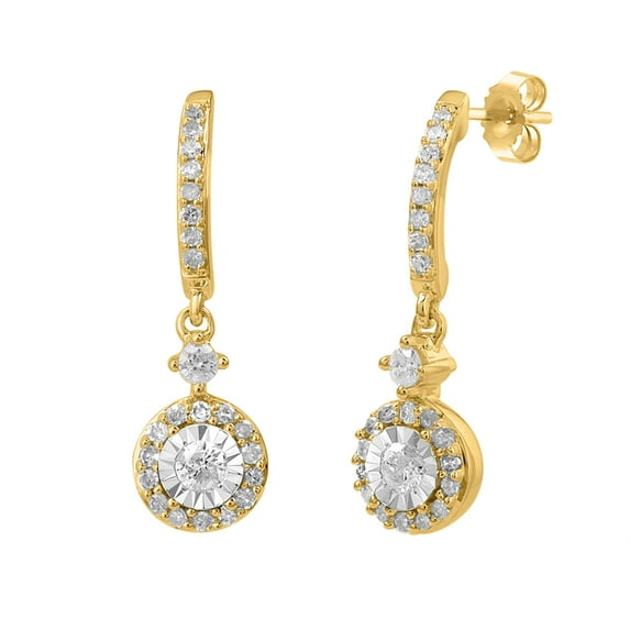0.30 Carat Diamond Drop Dangling Earrings in 10K Yellow Gold