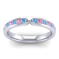 thumbnail image 1 of 0.30 Carat Latest Round Cut Blue Topaz & Pink Sapphire Gemstone Engagement Eternity Band for her Solid 18K White Gold Size 5.5 by Diamond-Capitals, 1 of 8