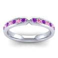thumbnail image 1 of 0.30 Carat Round Cut Amethyst & Pink Sapphire Gemstone Stylish Wedding Eternity Band for Ladies Solid 14K White Gold Size 4.5 by Diamond-Capitals, 1 of 8