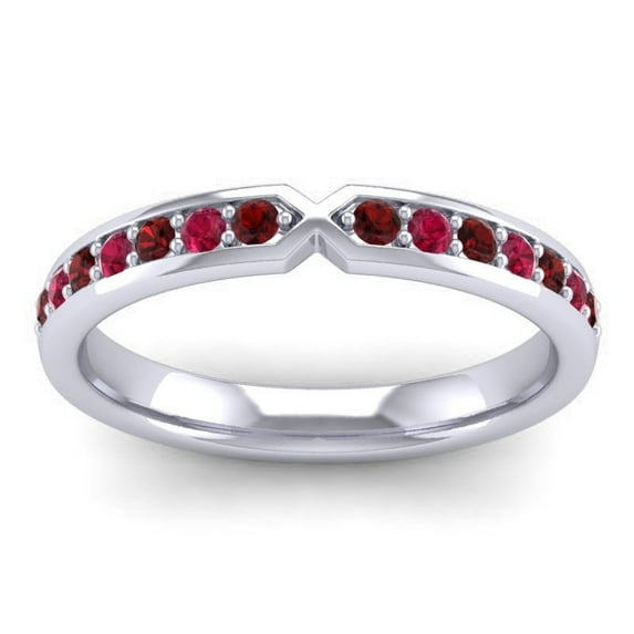 0.30 Carat Round Shape Garnet & Red Ruby Gemstone Classic 3 Stone Ring for Wedding and Engagement 14K White Gold Size 9.5 by Diamond-Capitals