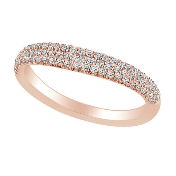 AFFY 0.30 Carat Round Shape White Natural Diamond Wedding Engagement Band Ring 18K Solid Rose Gold Ring Size-5