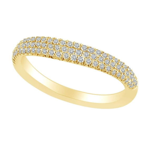 AFFY 0.30 Carat Round Shape White Natural Diamond Wedding Engagement Band Ring 18K Solid Yellow Gold Ring Size-10