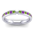 thumbnail image 1 of 0.30 Carat Stunning Round Cut Peridot & Amethyst Gemstone Wedding Eternity Band for her 18K White Gold Size 6.5 by Diamond-Capitals, 1 of 8