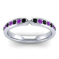 0.30 Carat Unique Round Cut Black Onyx & Amethyst Gemstone Engagement Eternity Band for Ladies Solid 18K White Gold Size 7 by Diamond-Capitals