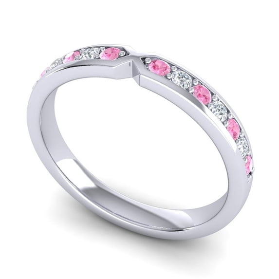 0.30 Carat Unique Round Cut Natural Diamond Pink Sapphire Gemstone Anniversary Eternity Band for Gift Solid 18K White Gold Size 9 by Diamond-Capitals