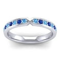thumbnail image 1 of 0.30 Carat Unique Round Shape Blue Topaz & Blue Sapphire Gemstone Engagement Eternity Band for Fiancee Solid 14K White Gold Size 8 by Diamond-Capitals, 1 of 8