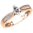 thumbnail image 1 of 0.30 Carat (ctw) 10K Rose Gold Marquise & Round Cut Diamond Ladies Bridal Vintage Style Engagement Ring 1/3 CT, 1 of 1