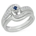 thumbnail image 1 of 0.30 Carat (ctw) 14K White Gold Round & Baguette Cut Blue Sapphire & White Diamond Ladies Bypass Twisted Style Bridal En, 1 of 1