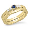 thumbnail image 1 of 0.30 Carat (ctw) 14K Yellow Gold Round & Princess Blue Sapphire & White Diamond Ladies 5 Stone Bridal Engagement Ring Ma, 1 of 1
