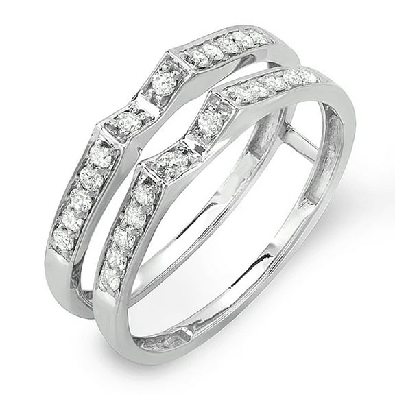 0.30 Carat (ctw) 14k White Gold Round Diamond Ladies Bridal Anniversary Wedding Double Guard Ring 1/3 CT