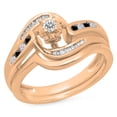 thumbnail image 1 of 0.30 Carat (ctw) 18K Rose Gold Round & Baguette Cut Black & White Diamond Ladies Bypass Twisted Style Bridal Engagement, 1 of 1