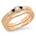 thumbnail image 1 of 0.30 Carat (ctw) 18K Rose Gold Round & Princess Black & White Diamond Ladies 5 Stone Bridal Engagement Ring Matching Ban, 1 of 1