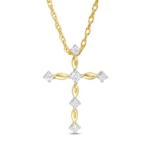 0.30 Ct Beautiful Round Cut Natural Diamond Cross Pendant Necklace for Women 14K Yellow Gold With 18 inches chain