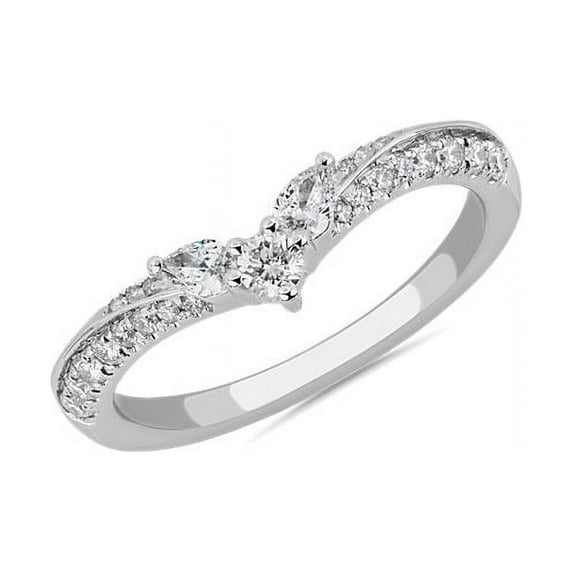0.30 Ct Brilliant Pear Shape Genuine Diamond Beautiful Wedding Eternity Band for her Solid 18K White Gold Size 7