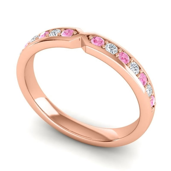 0.30 Ct Lovely Round Cut Natural Diamond Pink Sapphire Gemstone Bridal Eternity Band for Wedding Solid 14K Rose Gold Size 7 by Diamond-Capitals