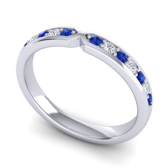 0.30 Ct New Round Cut Natural Diamond Blue Sapphire Gemstone Anniversary Eternity Band for her Solid 14K White Gold Size 6.5 by Diamond-Capitals