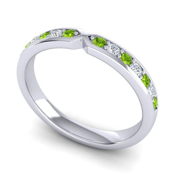 0.30 Ct New Round Cut Natural Diamond Peridot Gemstone Anniversary Eternity Band for her Solid 18K White Gold Size 6.5 by Diamond-Capitals