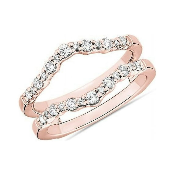 0.30 Ct Round Cut Natural Diamond Stylish Eternity Band for Anniversary Solid 14K Rose Gold Size 4