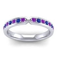 thumbnail image 1 of 0.30 Ct Round Shape Amethyst & Blue Sapphire Gemstone Stunning Engagement Eternity Band for her Solid 14K White Gold Size 6.5 by Diamond-Capitals, 1 of 8
