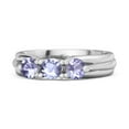 thumbnail image 1 of 0.30 Ct Tanzanite Three Stone Harmony 925 Sterling Silver Women Valentines Day Gifts Ring, 1 of 2