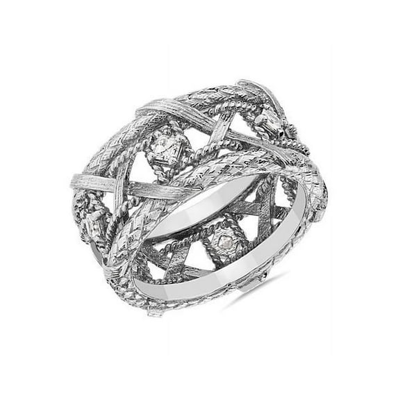 0.30 T.C.W Brilliant Princess Cut Natural Diamond Latest Design with Accents Engagement Eternity Band for Women Solid 18K White Gold Size 3