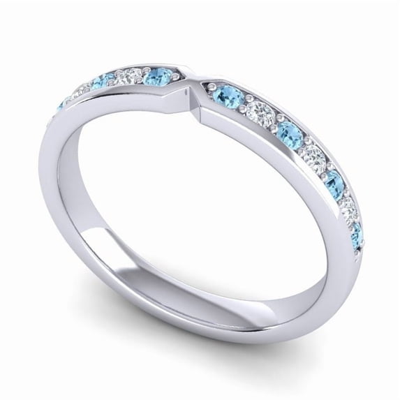 0.30 T.C.W Round Cut Natural Diamond Aquamarine Gemstone Wedding Eternity Band for Women Solid 14K White Gold Size 5.5 by Diamond-Capitals