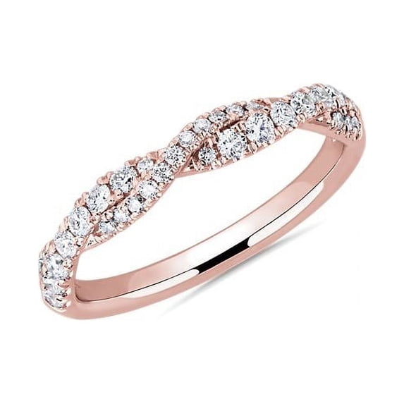 0.30 T.C.W Round Shape Natural Diamond Latest Design Wedding Eternity Band for Women Solid 18K Rose Gold Size 8