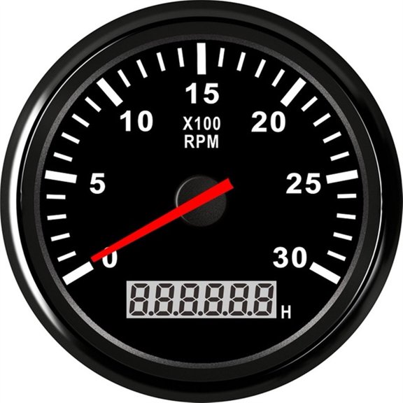 0-3000 4000 6000 RPM Tachometer Marine 85mm Tacho Meter Gauge With LCD Hour Meter 12V/24V Red Backlight For Car Boat Truck Auto ,Easy to Install