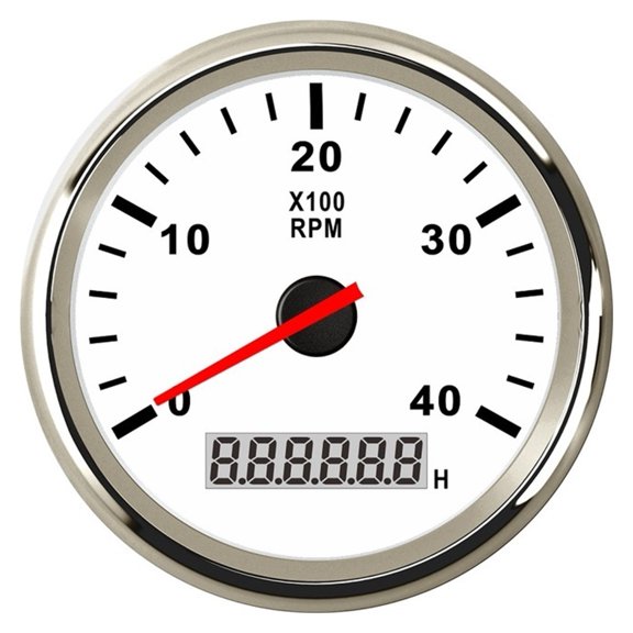 0-3000 4000 6000 RPM Tachometer Marine 85mm Tacho Meter Gauge With LCD Hour Meter 12V/24V Red Backlight For Car Boat Truck Auto ,Easy to Install