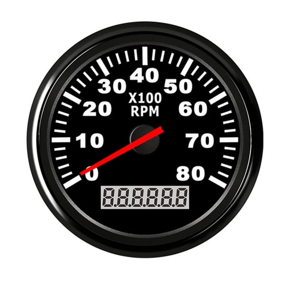 0-3000 4000 6000 RPM Tachometer Marine 85mm Tacho Meter Gauge With LCD Hour Meter 12V/24V Red Backlight For Car Boat Truck Auto ,Easy to Install