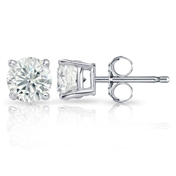 0.30ct Round Diamond Stud Earring in 14K White Gold Color-IJK, Clarity-I3