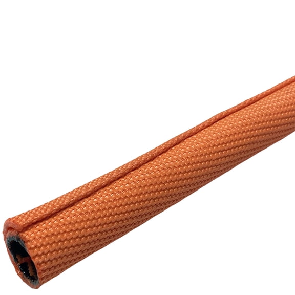 0.31" (8mm) Double Layer Wear-Indicating Self Closing Protective Braided Sleeving Wrap - 10 Feet - Orange (outer) / Black (inner)