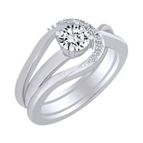 AFFY 0.31 Carat (Cttw) Round Shape White Natural Diamond Wrap Engagement Ring In 14k Solid White Gold Ring Size-12