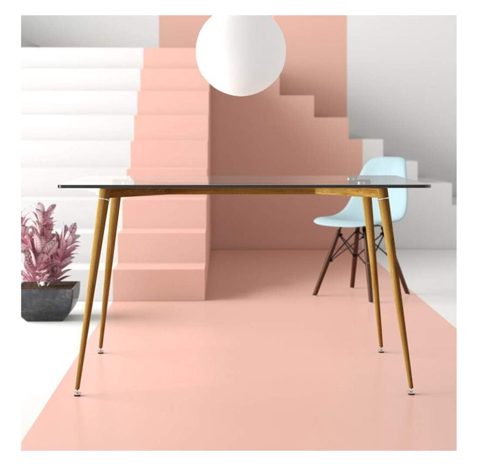 0.31” inch Tempered Transparent Glass Writing Table Home Office ...