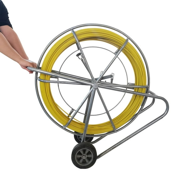 0.315''*850ft Fish Tape Fiberglass Wire Cable Threader Cable Running Rod Duct with Wheel
