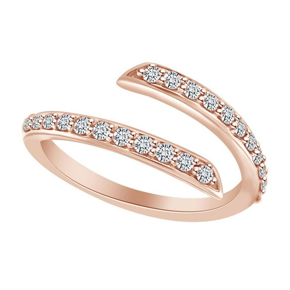 AFFY 0.32 Carat (Ctw) Round Shape White Natural Diamond Fashion Wedding Band Ring In 14k Rose Gold Ring Size-10