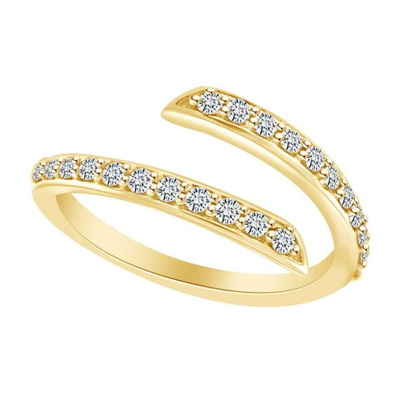 AFFY 0.32 Carat (Ctw) Round Shape White Natural Diamond Fashion Wedding Band Ring In 14k Yellow Gold Ring Size-10