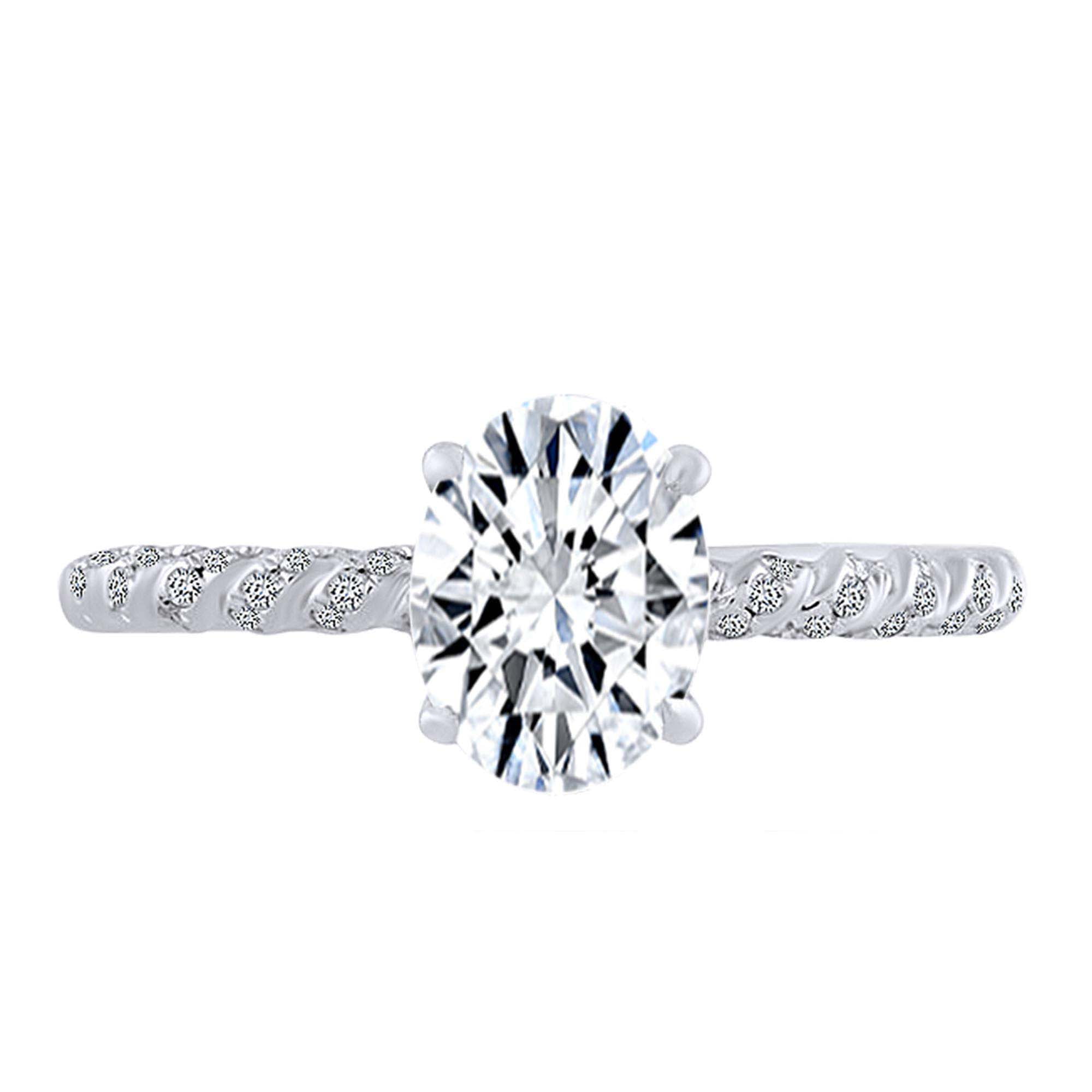 AFFY (0.32 Cttw) Oval & Round White Natural Diamond Semi AFFY (0.32 Cttw) Oval & Round White Natural Diamond Semi