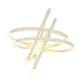 thumbnail image 1 of AFFY 0.32 Cttw Round Cut White Natural Diamond Dual Crossover Band Ring In 10K Solid Yellow Gold,Ring Size: 11, 1 of 1