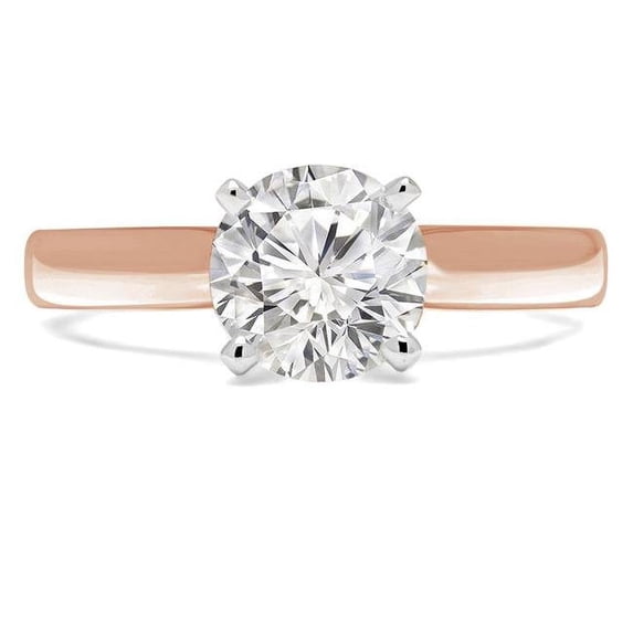 0.33 CT Round Diamond Solitaire Engagement Ring in 14K Rose Gold - Size 5.25