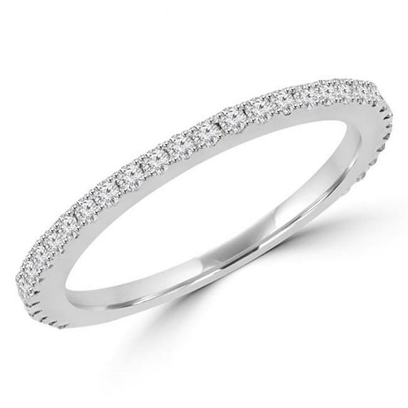 0.33 CTW Round Cut Diamond Semi Eternity Wedding Anniversary Band Ring in 14K White Gold, Size 5.25
