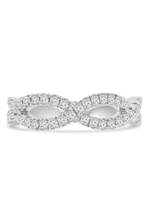 0.33 CTW Round Diamond Braided Semi-Eternity Anniversary Wedding Band Ring in 14K White Gold - Size 3