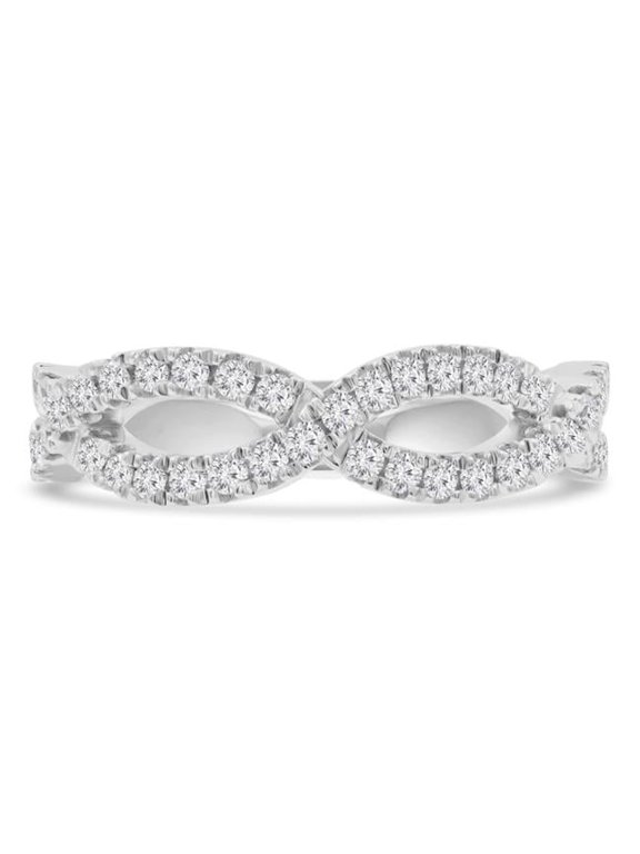 0.33 CTW Round Diamond Braided Semi-Eternity Anniversary Wedding Band Ring in 14K White Gold - Size 4.5